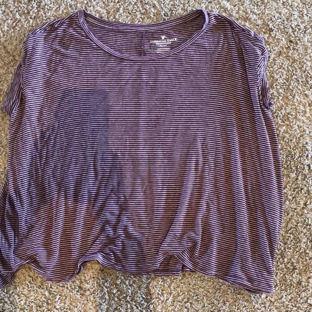 Maroon and white stripe tee